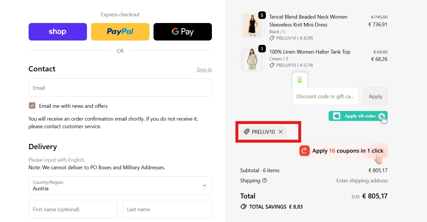 Goelia 1995 verified Coupon code PRELUV10